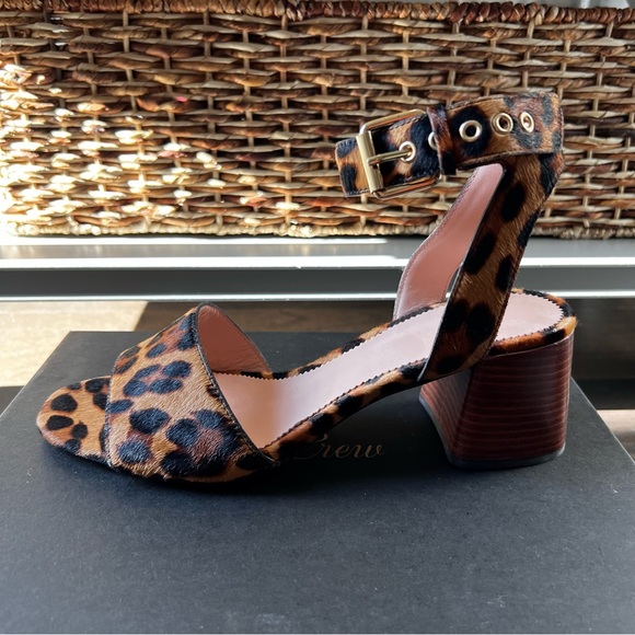J. Crew Leopard Wide-Strap Penny Sandals in Calf Hair - color: Rich Mahogany - Picture 6 of 11